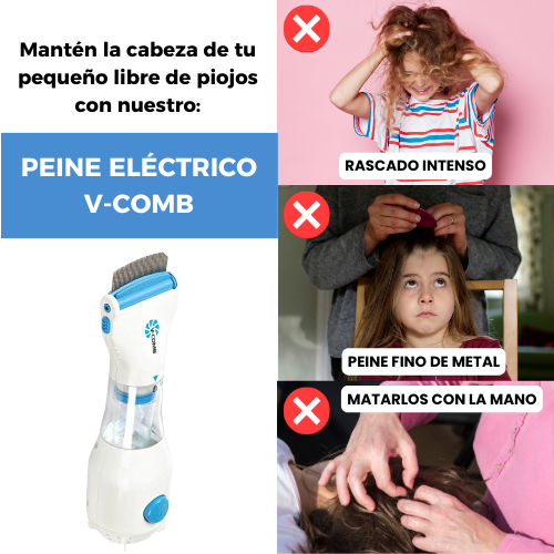 Peine Eléctrico V-COMB |Mantén la cabeza de tus niños Libres de Piojos Sin Tocarlos ✨