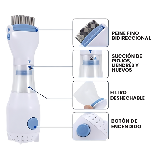 Peine Eléctrico V-COMB |Mantén la cabeza de tus niños Libres de Piojos Sin Tocarlos ✨