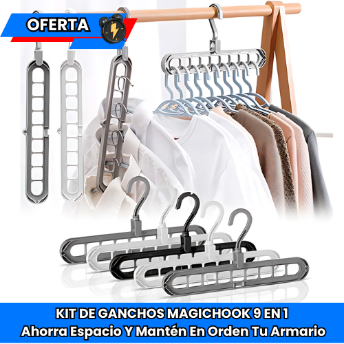 Kit de Ganchos MagicHook 9 en 1 | Ahorra Espacio Y Mantén En Orden Tu Armario 🤩🔝